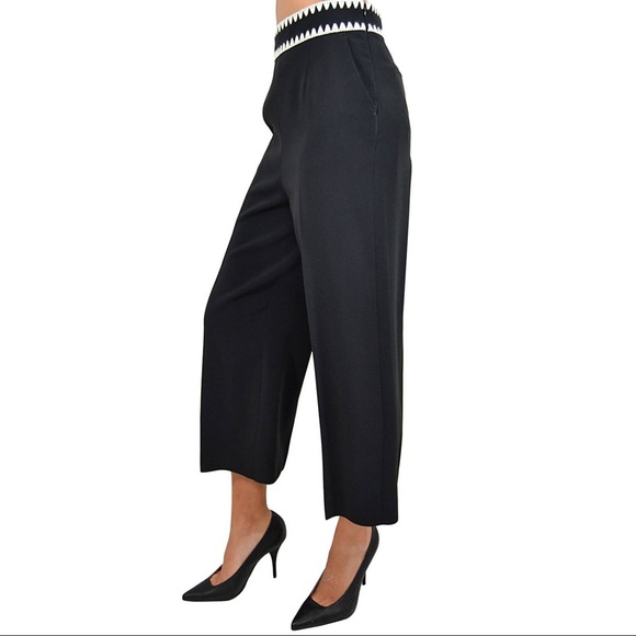 🔥🔥 Red Valentino black wide leg cropped trousers size 8-10 US /46 Italian 🔥🔥 - Picture 2 of 10